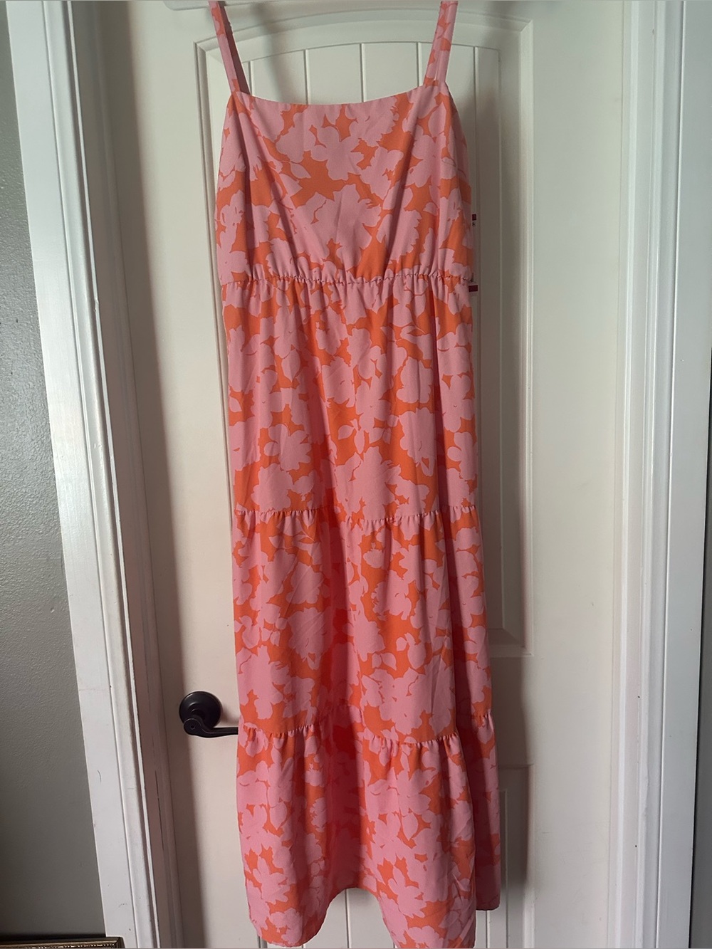 Sanctuary Pink & Orange Floral Tiered Maxi Dress L